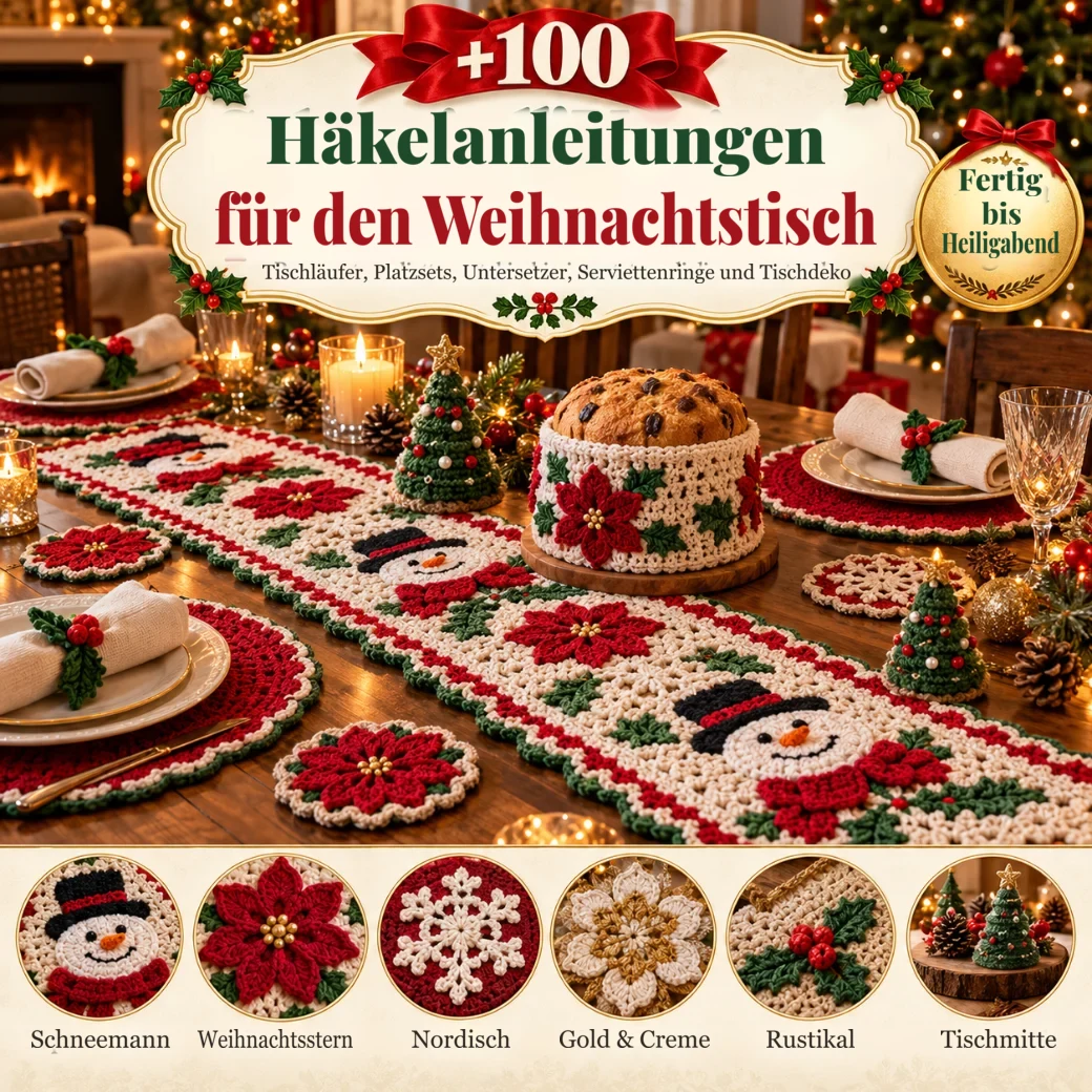 +100 Häkelanleitungen für den Weihnachtstisch